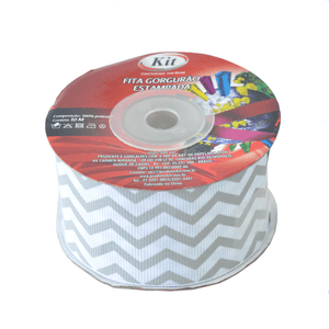 FITA DECORATIVA GORGURAO 38MM CHEVRON 009 PRATA