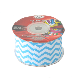 FITA DECORATIVA GORGURAO 38MM CHEVRON 328 AZUL TURQUESA