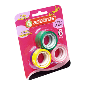 FITA ADESIVA 12X10 POLISIL COLOR BLISTER C/6 R.0803090002