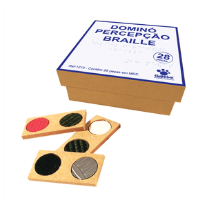 BRINQUEDO EDUC DOMINO PERCEPCAO BRAILLE MDF 28PCS R.1213