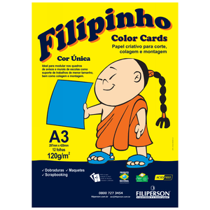 PAPEL FILIPINHO COLOR CARDS 12FLS A3 120GR AZ R.01033