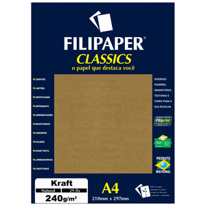 PAPEL FILICOLOR 240GRS A4 25FLS KRAFT NATURAL REF.990