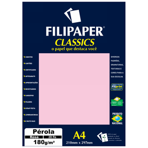 PAPEL FILIPAPER PEROLA 180GRS A4 15FLS ROSA R.01104