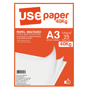 PAPEL A3 40KG BRANCO 120G/M2 R.7208R