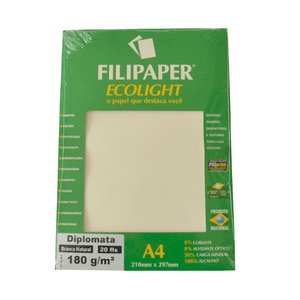 PAPEL FILIPAPER DIPLOMATA ECOLIGHT 180GRS BRANCO NATURAL