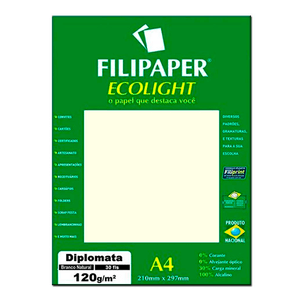 PAPEL FILIPAPER DIPLOMATA ECOLIGHT 120GRS BRANCO NATURAL