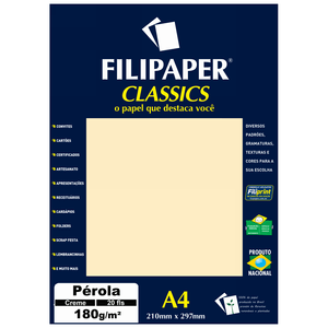 PAPEL FILIPAPER PEROLA 180GRS A4 PRATA R.01885