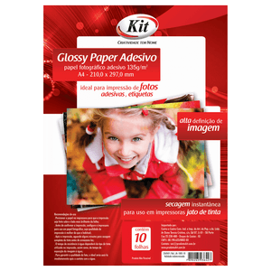 PAPEL GLOSSY ADESIVO 135G/M² A4 R.JA-1005-10