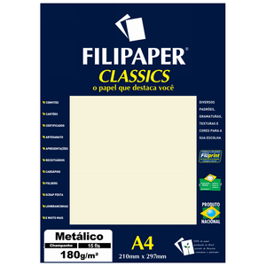 PAPEL FILIPAPER METALICO 180GRS A4 CHAMPANHE R.01891
