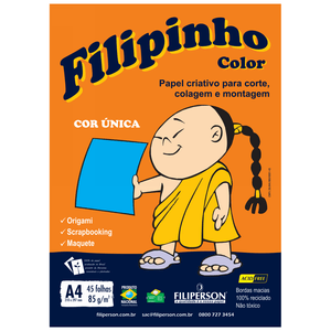 PAPEL FILIPINHO COLOR A4 85G AZUL 45FLS R.01045