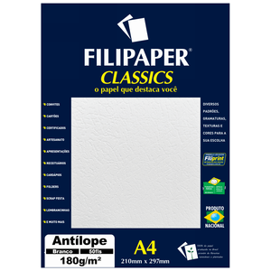 PAPEL FILIPAPER ANTILOPE 180GRS A4 BRANCO R.00993