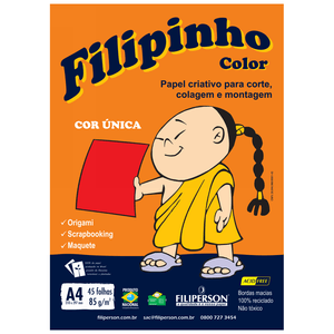 PAPEL FILIPINHO COLOR A4 85G VERMELHO 45FLS R.01046