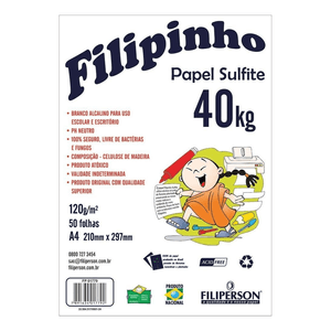 PAPEL FILIPINHO SULFITE 40K A4 120G BRANCO 50FLS R.1779