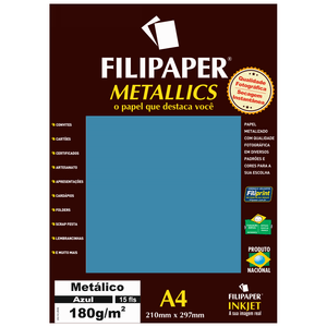 PAPEL FILIPAPER METALICO 180GRS A4 AZUL R.1105