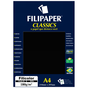 PAPEL FILICOLOR 180GRS A4 50FLS R.3418 PRETO