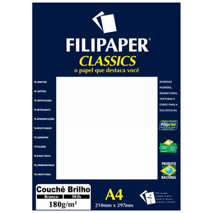 PAPEL FILIPAPER COUCHE 180GRS A4 BRANCO R.1047