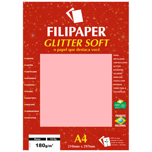 PAPEL FILIPAPER GLITTER 180GRS A4 15FLS SOFT ROSA