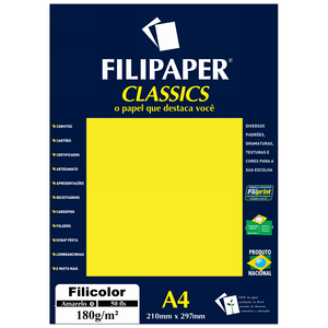 PAPEL FILICOLOR 180GRS A4 50FLS R.3415 AMARELO