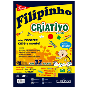 BLOCO FILIPINHO CRIATIVO A4 32FLS 120GRS C/8 CORES R.1777