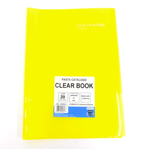 PASTA CLEAR BOOK C/20 PLAST AMARELA R.5647