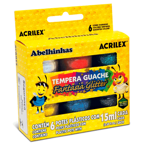 TEMPERA GUACHE 15 ML C/6 GLITTER R.02001