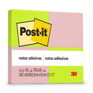 BLOCO POST-IT 653 38X50MM NEON RS/VD HB004088314