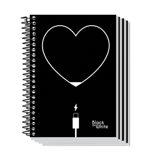 CADERNO UNIV. C/D  1X1 F BLACK WHITE 80FLS