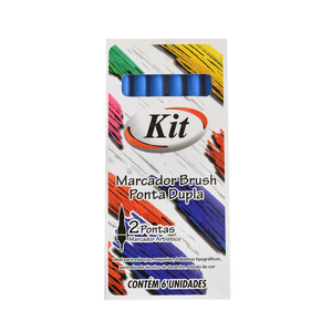 MARCADOR BRUSH PONTA DUPLA AZUL
