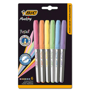 MARCADOR PERMANENTE MARKING COLOR PASTEIS BLISTER C/6