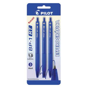 CANETA PILOT BP-1 RT BLISTER 1.0 C/3 AZUL