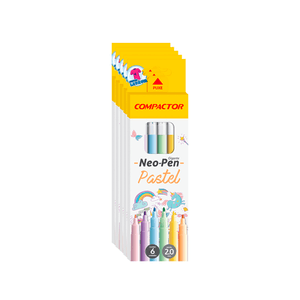 CANETA HIDROCOR NEOPEN GIGANTE C/6 CORES PASTEL CARTAO