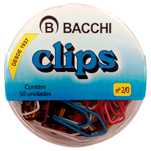 CLIPS COLORIDO N.00 2/0 C/50 CX PLASTICA R.1300-2