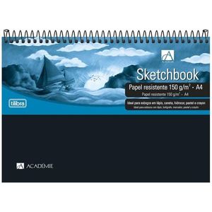 Caderno Sketchbook Tilibra Académie Espiral Capa Plástica A4 150g 50 Folhas