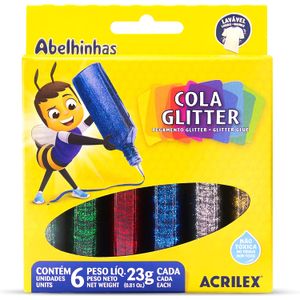Cola Colorida Acrilex 23g com Glitter 6 Cores