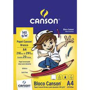 Bloco de Desenho Canson 140g A4 210x297mm 20 Folhas Branco 66667070