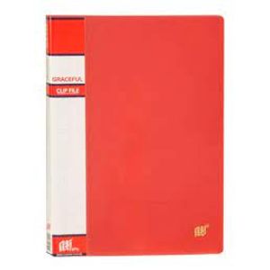 Pasta Grampo Mola Yes Plástico A4 Transparente Clip File 811PS Vermelha