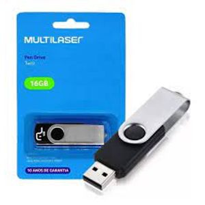 Pen drive Multilaser Twist 16GB USB Leitura 10MB/s e Gravação 3MB/s Preto PD588