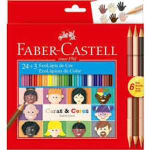 Lápis de Cor 24+3 Caras & Cores Faber