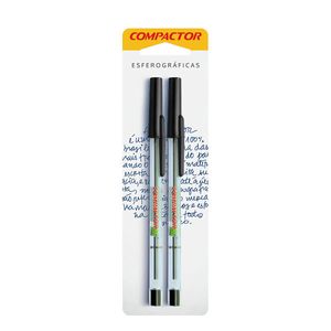 Caneta Esf 0,7mm Bl C/2 Preto Compactor