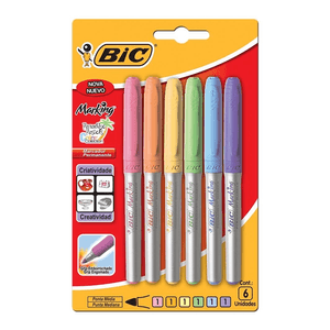 Marcador Permanente Bic T.pastel 6 Cores