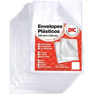 Envelope Plástico Dac A4 4 furos Grosso 50 unidades 5076-50