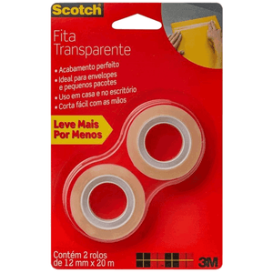 FITA ADESIVA 12X20 SCOTCH TRANSPARENTE C/2 HB004587547