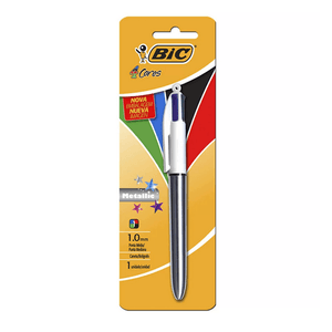 CANETA BIC 4 CORES CLASSICA METALLIC PRATA R.904224