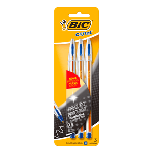 CANETA BIC CRISTAL PRECISAO C/3 AZUL 835241