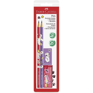 KIT FABER ESCOLAR C/4 ITENS PETS ROSA E ROXO R.SM/935PETRR