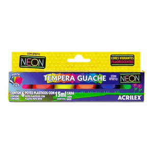 TEMPERA GUACHE NEON 15 ML C/6 CORES R.01006