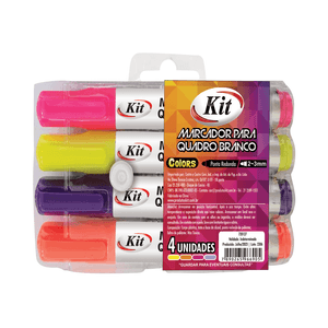 MARCADOR P/QUADRO BRANCO KIT 4 CORES COLORS