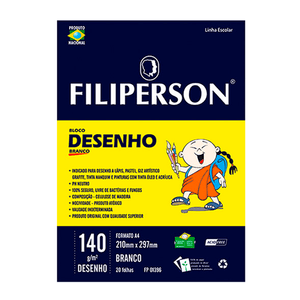 BLOCO ESC. DESENHO A4 20FLS 140GRS R.1396 BRANCO