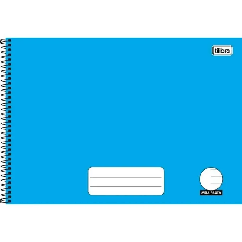 Caderno Espiral Capa Dura Meia Pauta 80 Folhas Pepper Azul-1751301235121