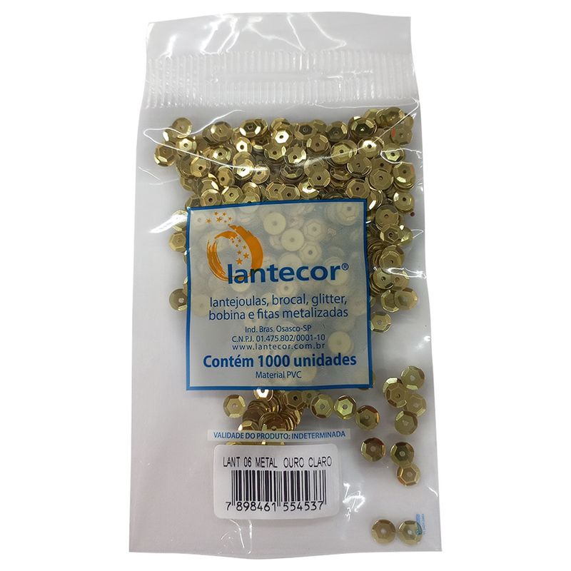 Lantejoula Metálico 6mm 1000 Unidades Ouro Claro-1751579248131